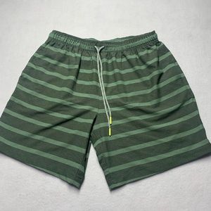 Chubbies Swim Trunks Active Shorts 7" inseam green stripe no liner size large